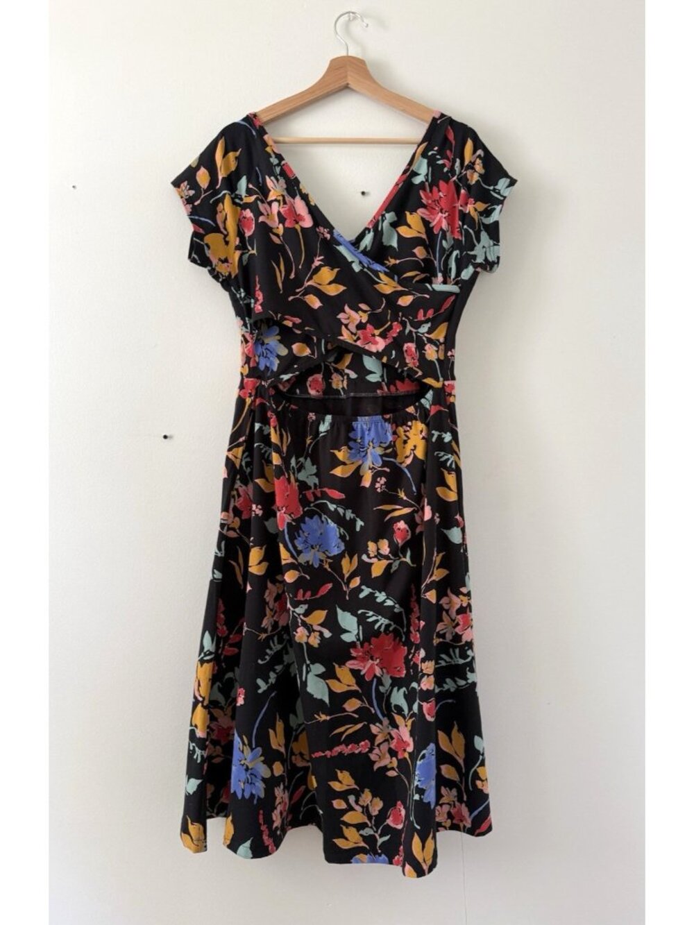 Pact Organic Cotton Floral Crossback Fit&flare Midi Shirt Dress Feminine XL - Picture 2 of 9